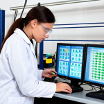 **Image Prompt for Technical Skills in Quality Control**: "A professional in a laboratory setting, analyzing agricultural products with advanced testing equipment. The scene should show modern automated quality control systems and data analysis software on screens, highlighting the importance of technical skills in agricultural quality control."