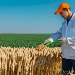농산물품질관리사 필기와 실기 연계 공부법 - **Prompt:** A vibrant, sun-drenched agricultural field in the Krasnodar Krai region of Russia, stret...