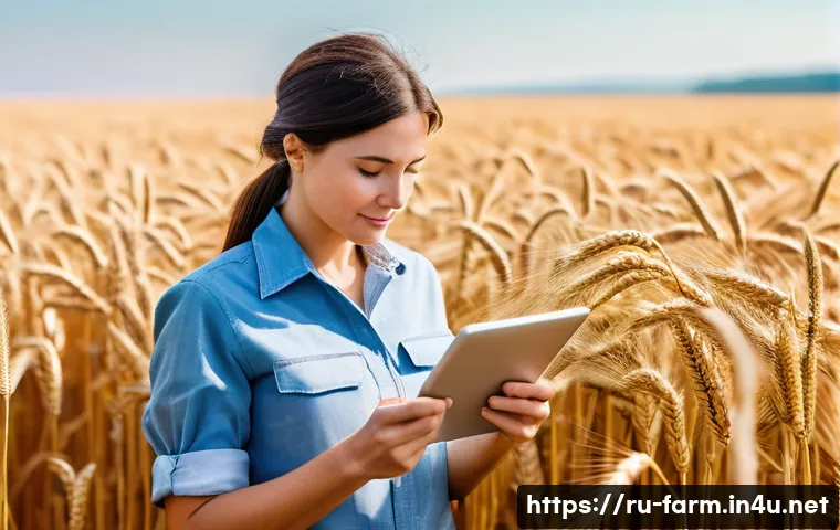 농산물품질관리사 직무별 평균 업무량 - **Prompt:** A focused female agricultural quality control inspector in her mid-30s, wearing practica...