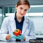 농산물품질관리사 자격증 실효성 평가 - A professional female agricultural quality control specialist, in her late 20s, with short, neat hai...