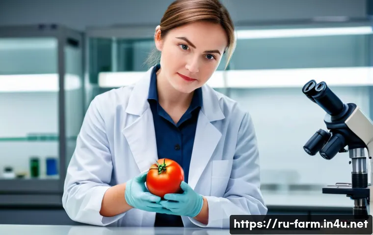 농산물품질관리사 자격증 실효성 평가 - A professional female agricultural quality control specialist, in her late 20s, with short, neat hai...